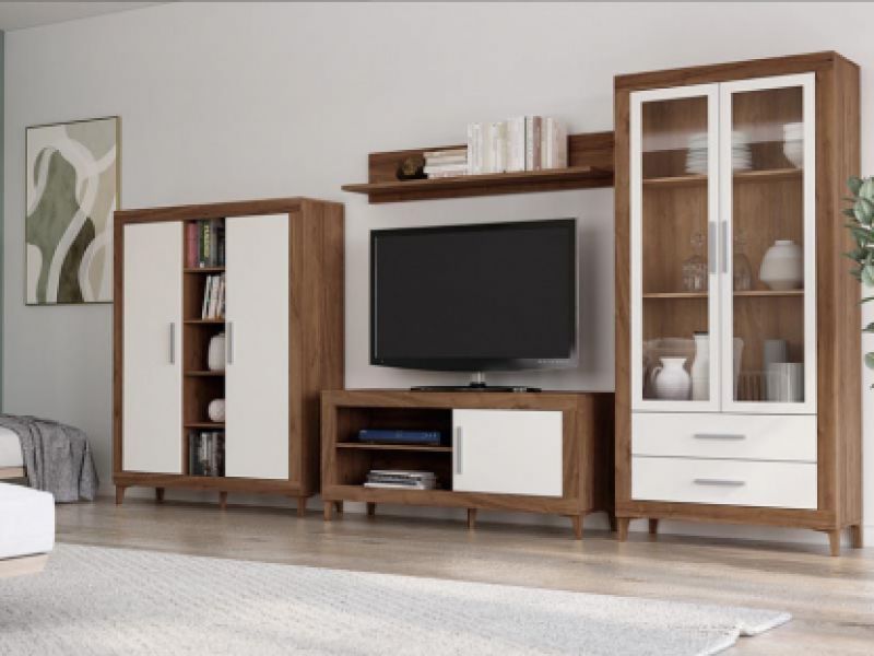 Mueble completo de comedor con televisión central